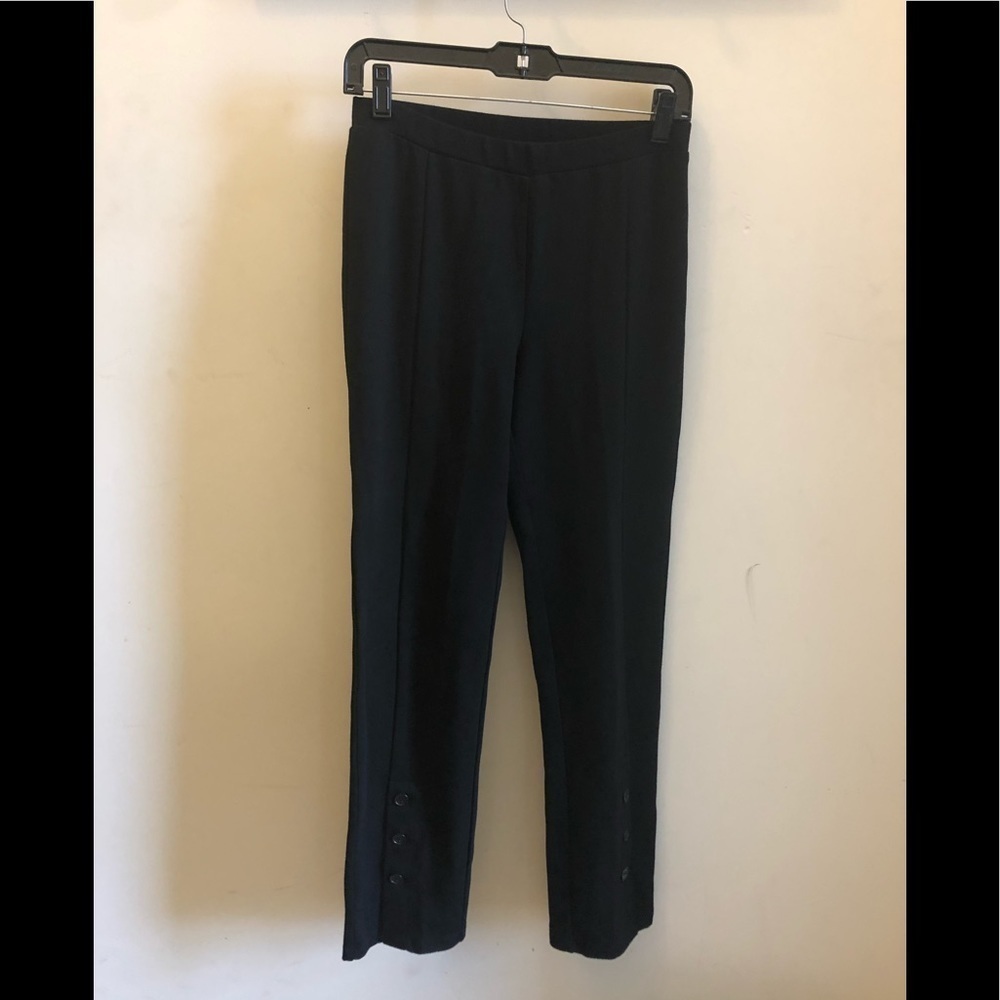 Lynn Ritchie Black Pants Button Trim at Side Size XS